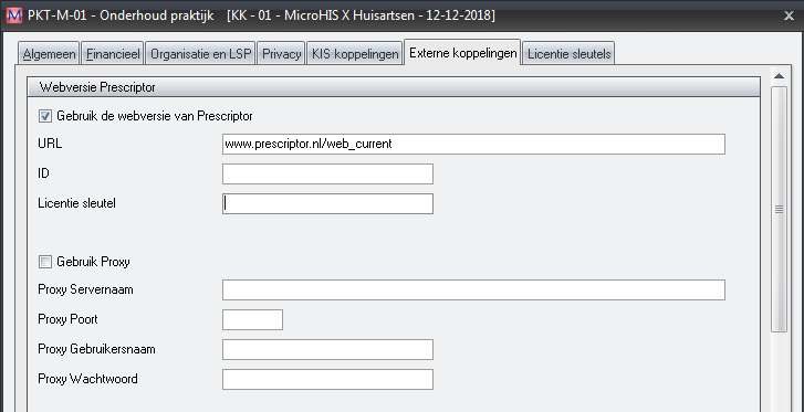 Microhis_Prescriptor_instellingen